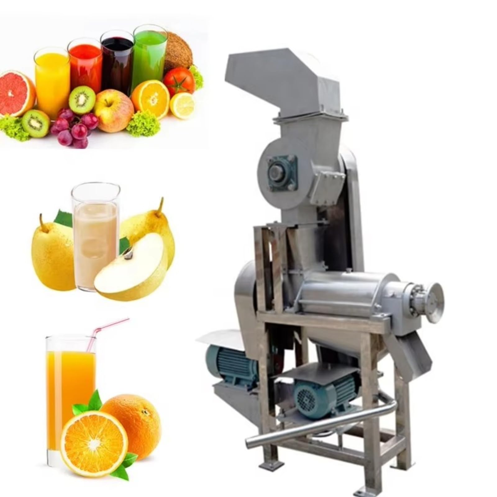 Industrial Cold Press Juicer Fruit Vegetable Press Juicer with Crusher Commercial Juice Maker for Catering Fruit Processing Plant