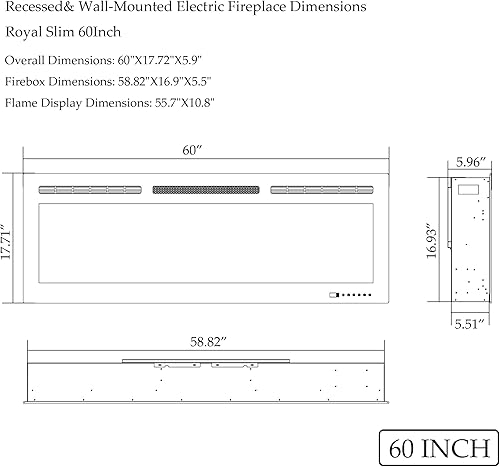 Miniatura 3 de Dreamflame Insertos de chimenea eléctrica habilitados para WiFi de 60 pulgadas control inteligente a través de Alexa o aplicación calentador de