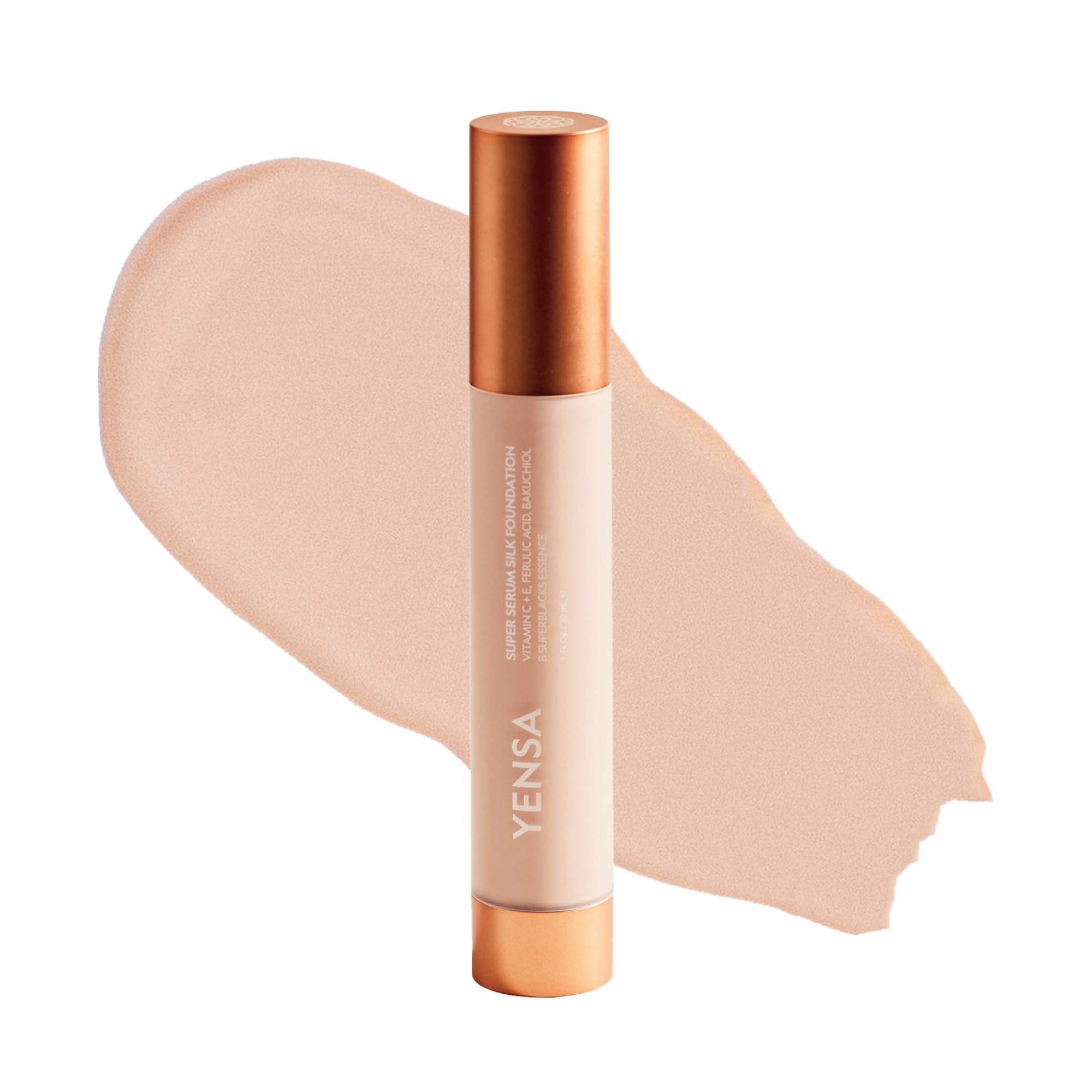 YENSA Super Serum Silk Foundation - Hydrating, Full Coverage Foundation with Vitamin C & Bakuchiol Oil - Blurs Imperfections & Evens Skin Tone - Korean Skin Care Makeup - Light 1 (1 oz) 1 Ounce (Pack of 1) Light 1