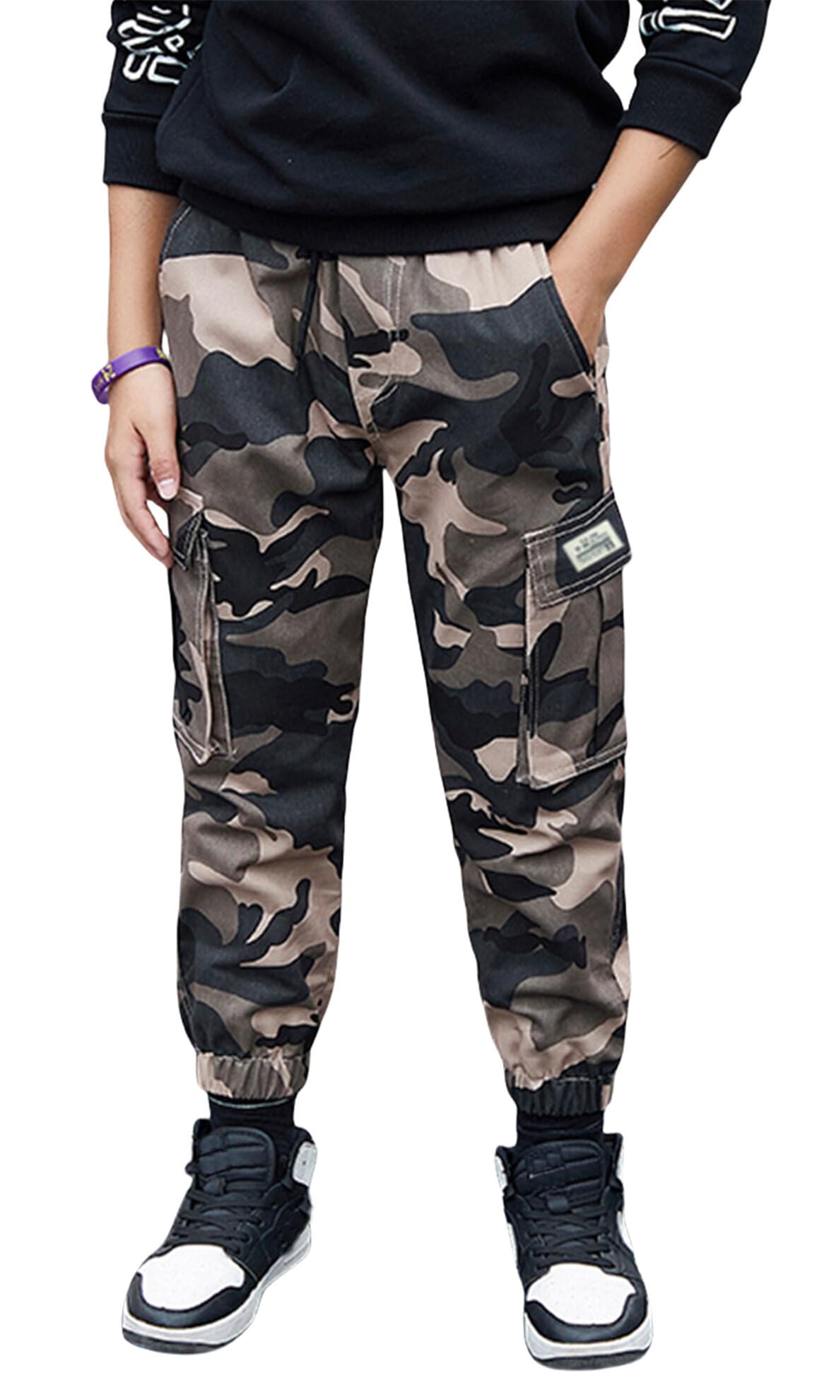 SEAUR Cargobroek voor jongens, camouflage, vrijetijdsbroek met SEAUR Cargobroek voor jongens, camouflage, vrijetijdsbroek met