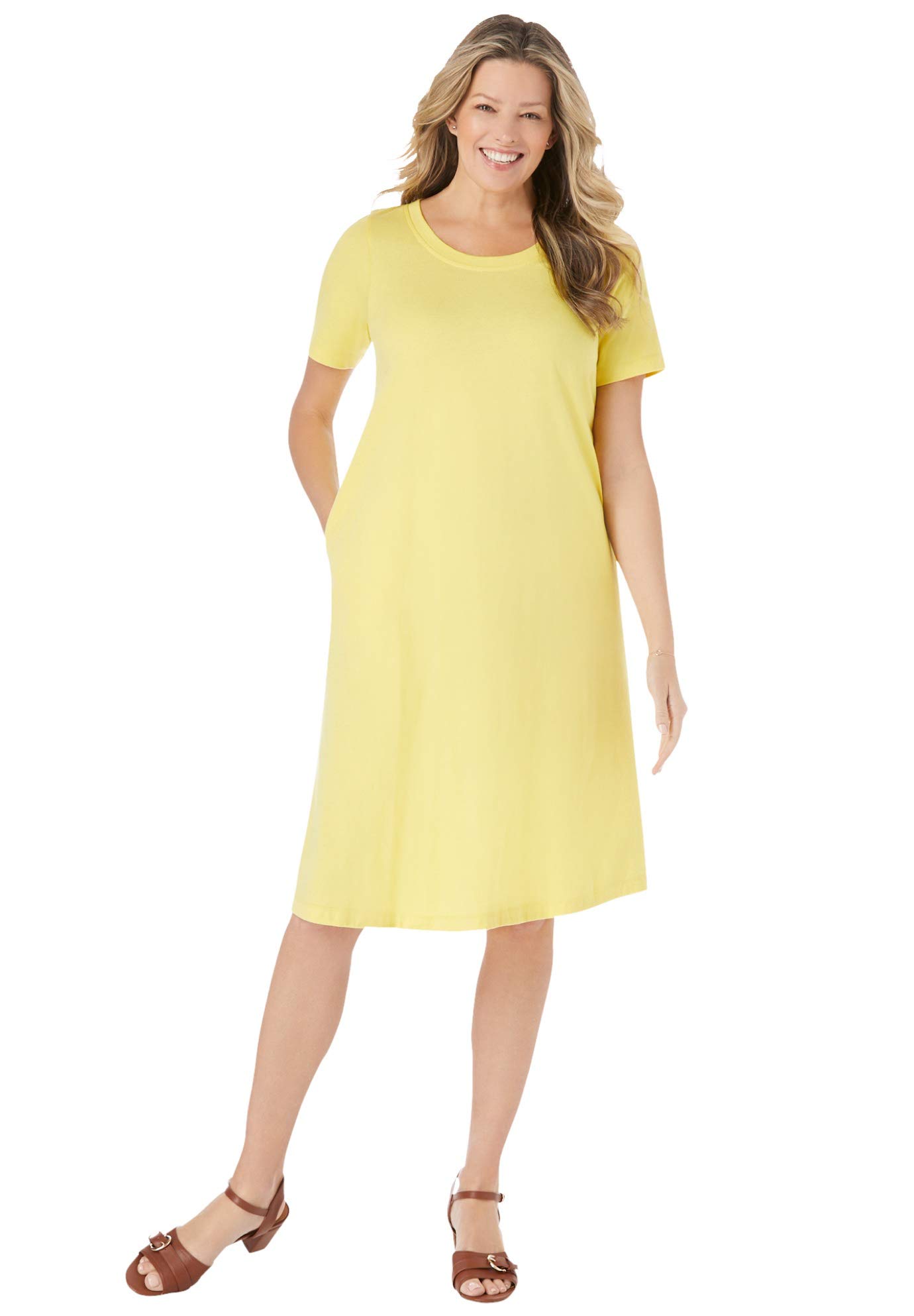 Woman Within Women's Plus Size Short-Sleeve Crewneck Tee Dress