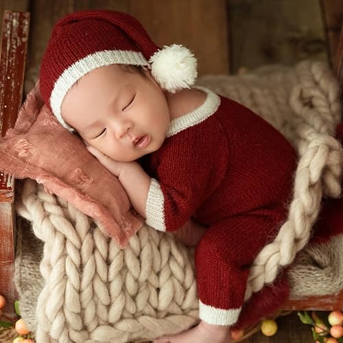 Miniatura 7 de Trajes de fotografía de Navidad para recién nacidos, trajes de sesión de fotos para niños recién nacidos, trajes de Santa Claus, accesorios de