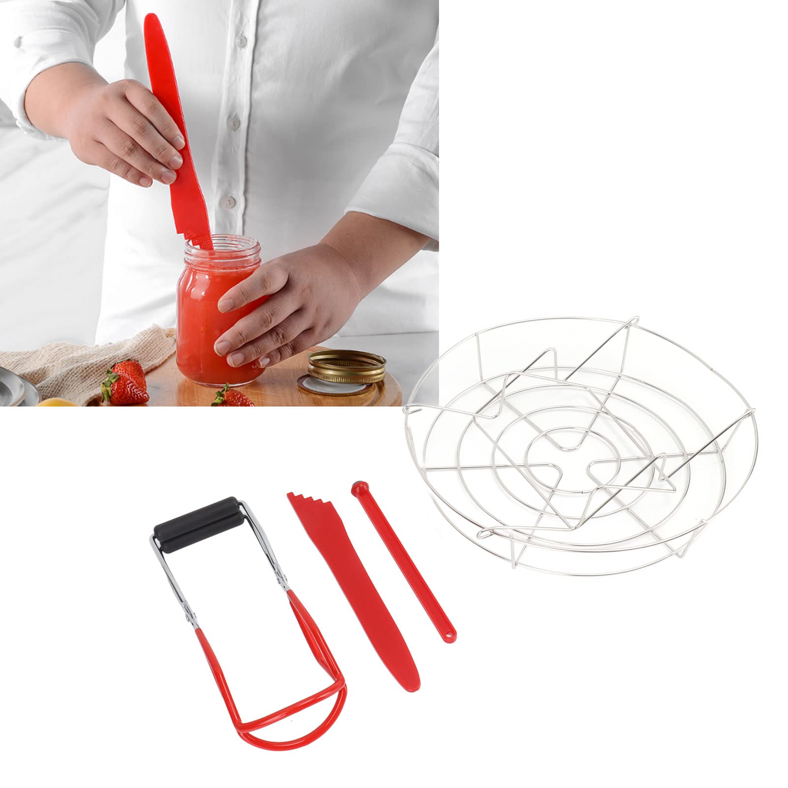 Canning Jar Lifter, Canning Tongs Stainless Steel Magnetic Jar Lid Lifter Canning Supplies Canning Rack for Household Restaurant