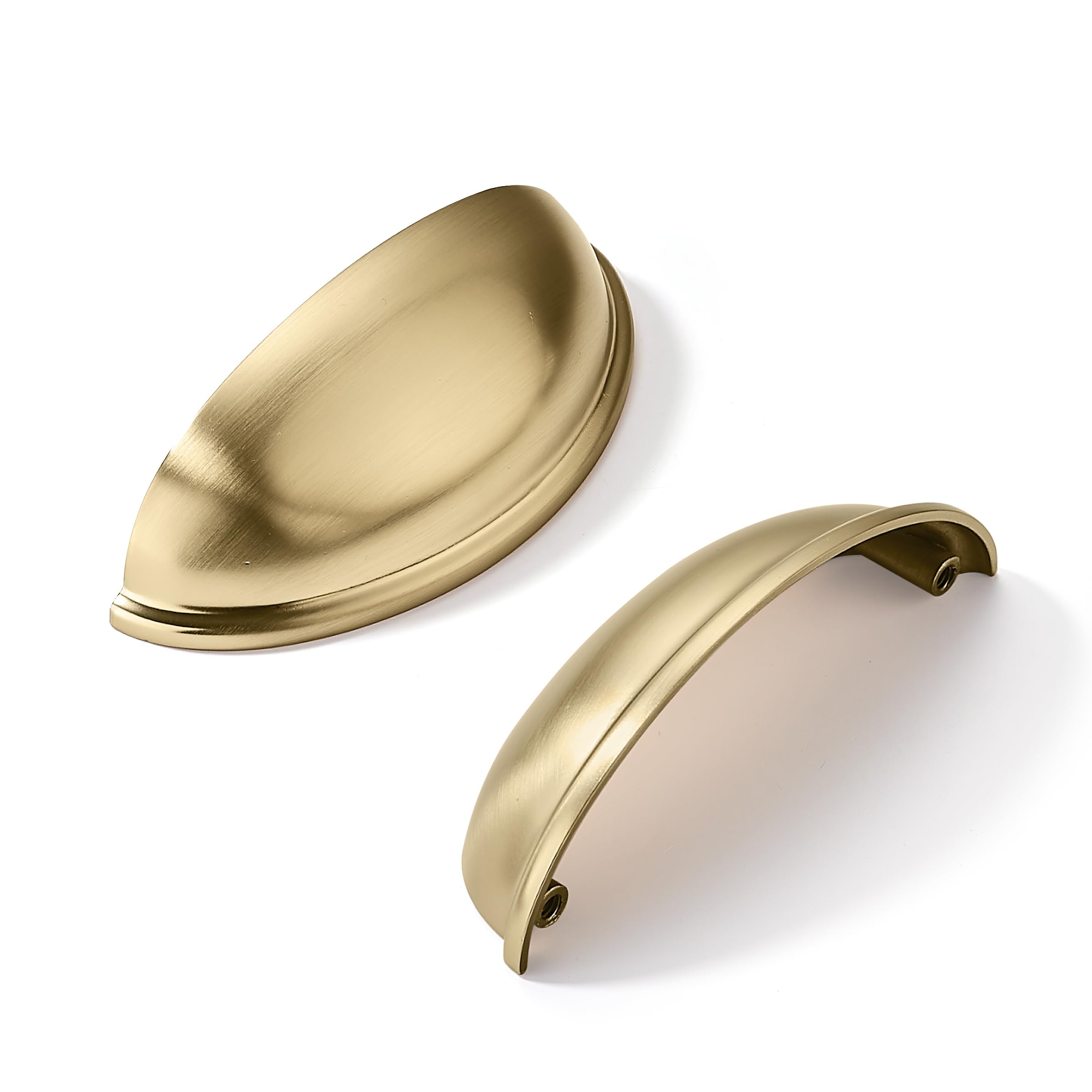 khtumeware - 10 Pack 3 Inch Gold Drawer Pulls Brushed Brass Cabinet Cup Pulls Kitchen Cabinet Hardware Drawer Handles Knobs Hole Center