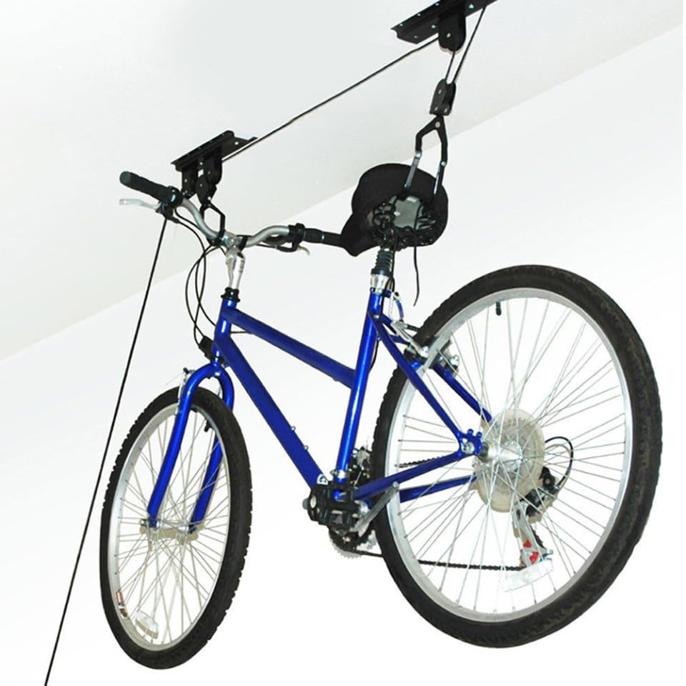 Support mural vélo garage robuste acier corde crochets suspendu - 7