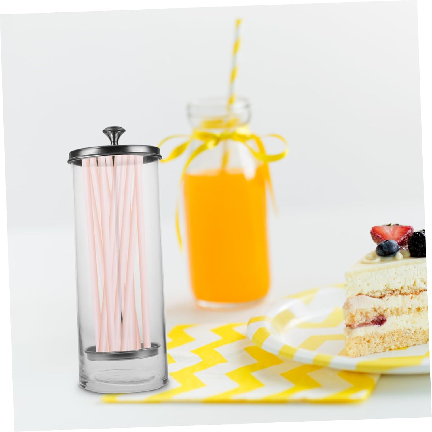 SHOWERORO Straw Dispenser for Straws Storage and Organizer for Kitchen Utensils Modern Design for Clean Desktop