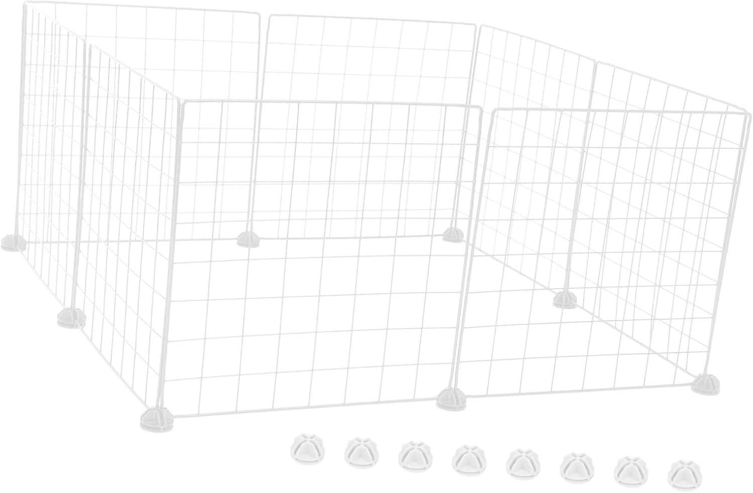 VANZACK 8pcs Rabbit Playpen Metal Wire Grid Panels Small Animal Cage Pet Pen for Guinea Pig Kitten Portable Fence Easy Assembly