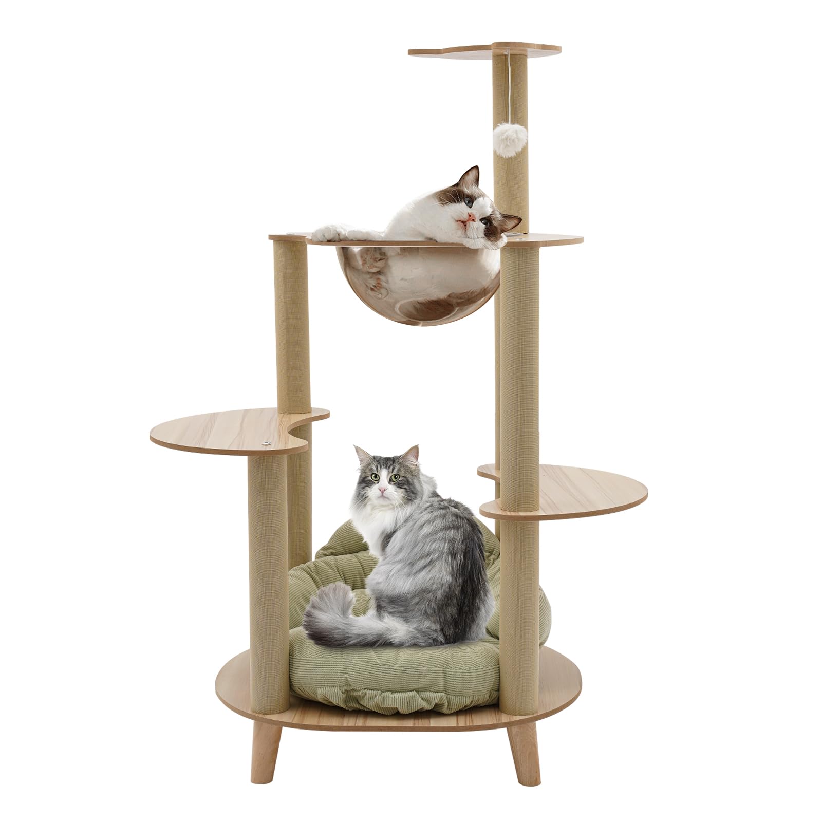 Tiragraffi per gatti, 115 cm, torre per gatti, torre da arrampicata a più piani, torre per gatti d'appartamento, tiragraffi per attività, giocattolo per gatti, 60 x 50 x 115 cm