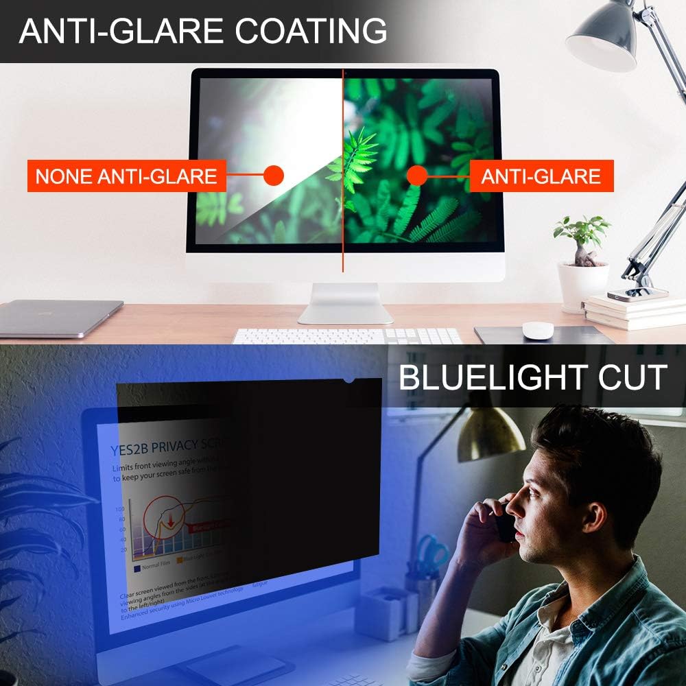 23.6 Inch Monitor Privacy Screen Filter for 16:9 Widescreen Display - Computer, Monitor, Desktop PC, Anti Spy, Blue Light Blocking and Anti Glare Protector, Anti-Peeping Shield, Made in Korea