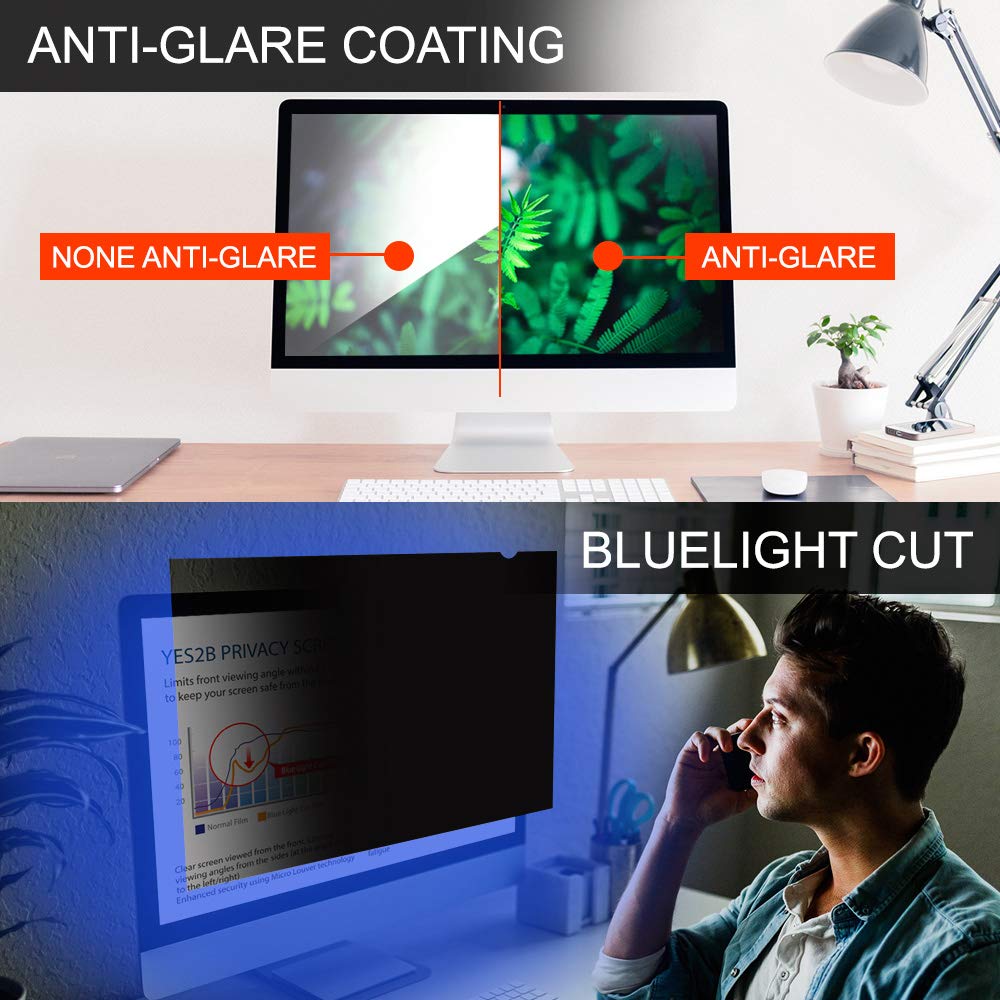 YES2B 19 Inch Monitor Privacy Screen Filter for 5:4 Display - Computer, Monitor, Desktop PC, Anti Spy, Blue Light Blocking and Anti Glare Protector, Anti-Peeping Shield, Made in Korea
