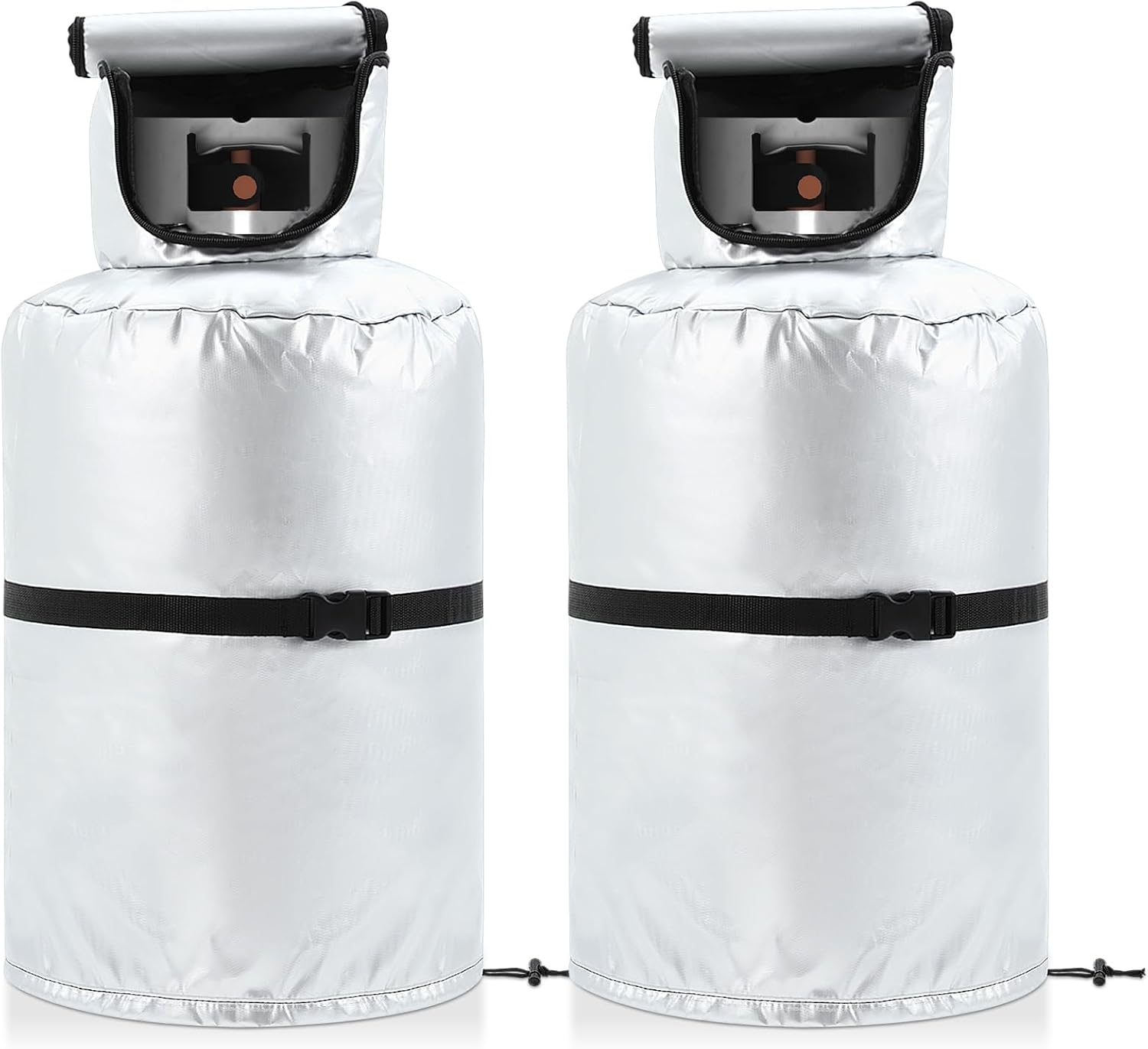 Geelin 2 Pcs 40lb Propane Tank Winter Cover Thickened Built-in Anti-Freezing Felt Openable Top Waterproof Dustproof UV Resistant Frost Resistant Propane Gas Can Protection Cover for Tank Protection