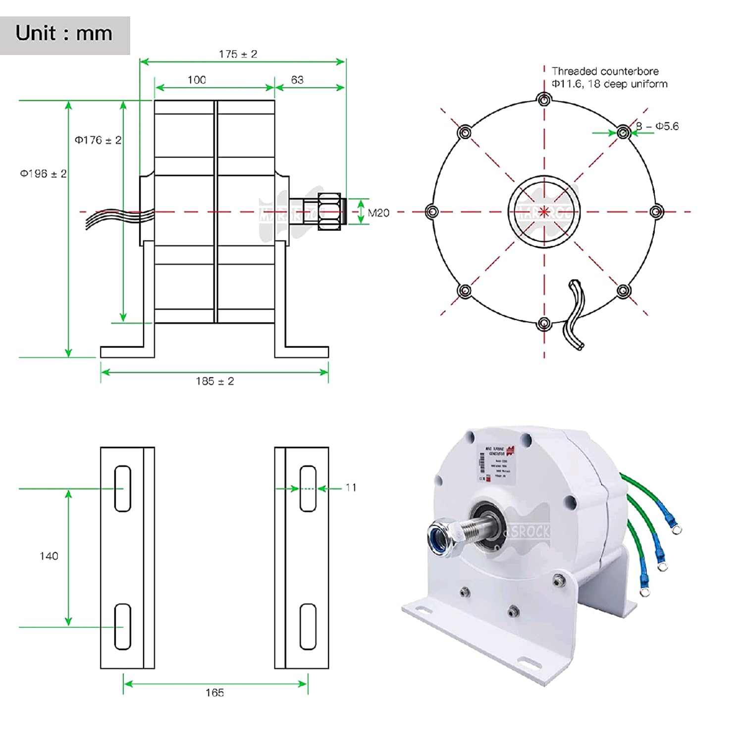 Générateur à aimant permanent sans engrenage 12 V, 24 V, 48 V, 96 V, 110 V, 220 V pour usage domestique dans les éoliennes et les turbines à eau, alternateur à aimant permanent 600 tr/min,220V