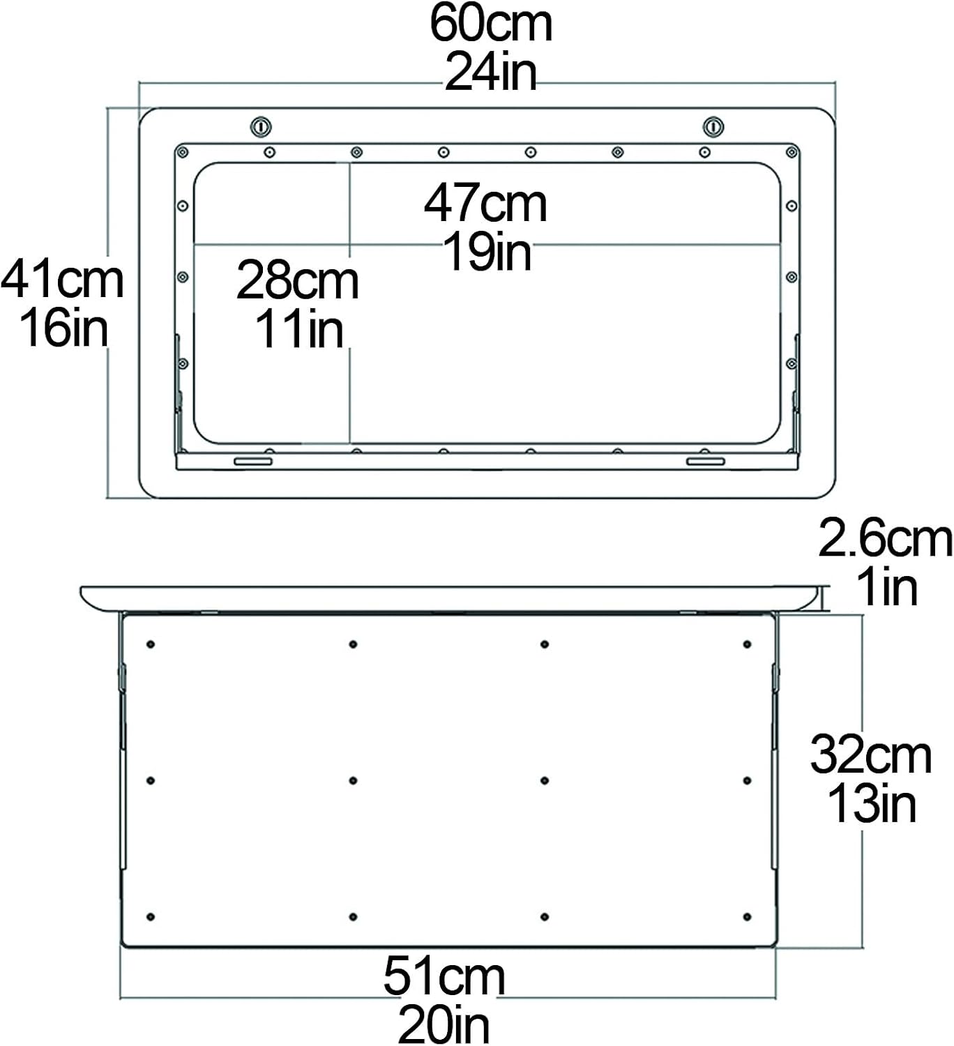 Foldable RV Folding Tables Dinette 55lbs Load Lockable Table Wall Mount, Wall Table Kit for Camper Motorhome Trailer(White,60x41cm/24x16in)