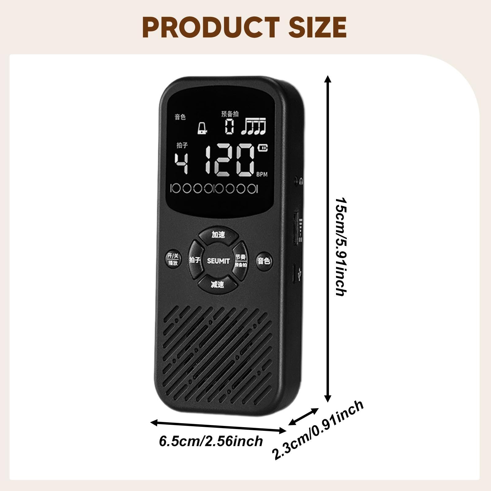 Metrónomo Electrónico para Piano Digital, Volumen Ajustable, Múltiples Efectos de Sonido, Pantalla, Portátil, Adecuado para Músicos Profesionales, Negro