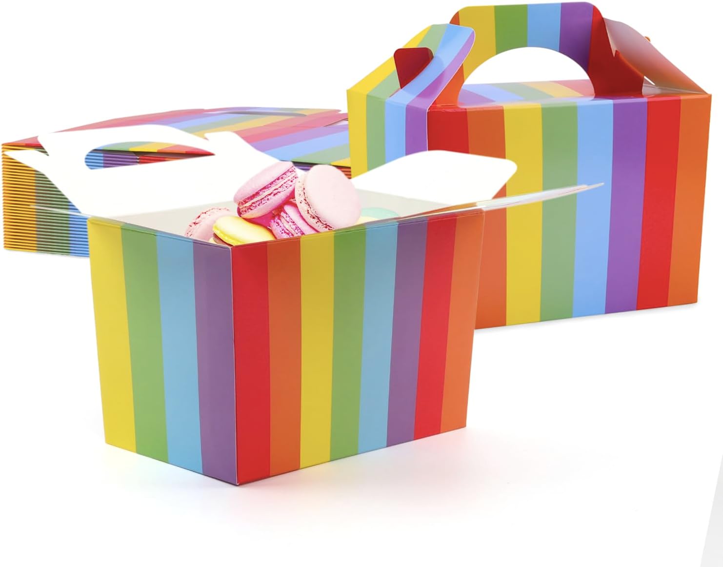 Rocutus Treat Boxes,50 Pack Rainbow Party Favor Boxes Paper