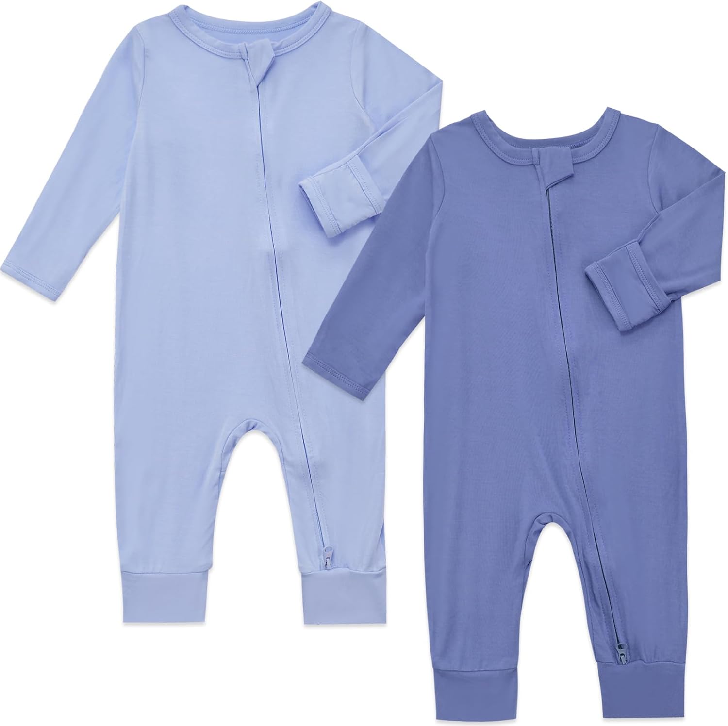 Aablexema Baby Footless Pajamas Rayon 3pcs Unisex Infant Zipper Romper with Mitten Cuffs Sleep Play PJs - Image 3