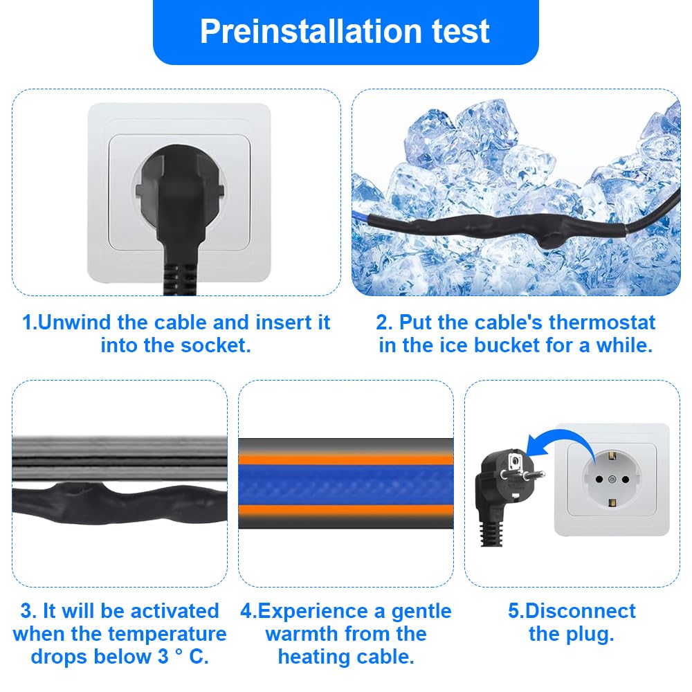 Cavo Scaldante Antigelo, Cavo Riscaldante Autoregolante con Termostato Incorporato, Cavo Riscaldante per Protezione di Tubi Dell'acqua, Tubi di Casa in Metallo/Plastica (4M, 25W/M)
