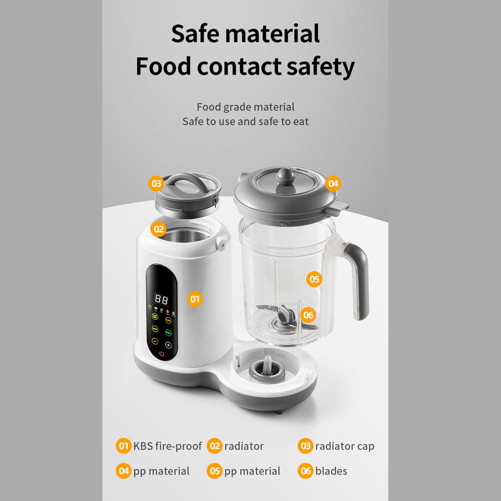 Fabricante de alimentos para bebés, Procesador de alimentos para bebés de gran capacidad de un paso Cocina automática molienda bebé vaporizador y mezclador de puré con (Enchufe de la UE)