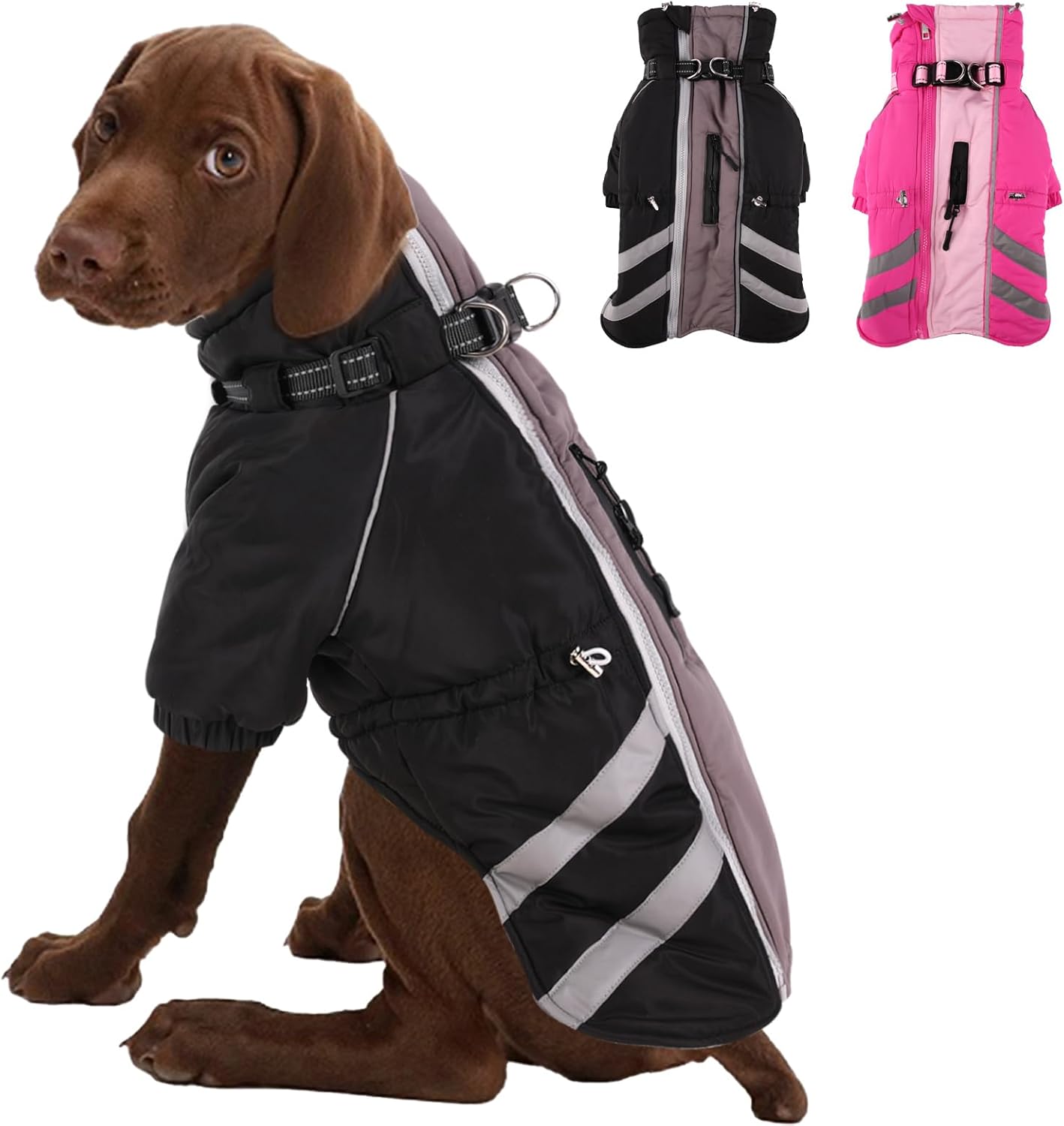 Dog Winter Coat Warm Fleece Dog Jacket with Harness Vest