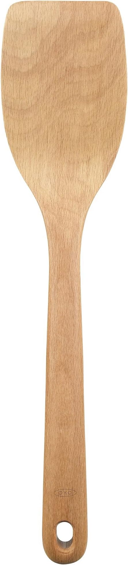 OXO Good Grips Wooden Turner โ Solid Beechwood for Flipping Burgers, Eggs & More โ Safe for Non-Stick Cookware โ Natural Oil Finish for Durability โ Comfortable Handle with Hanging Hole