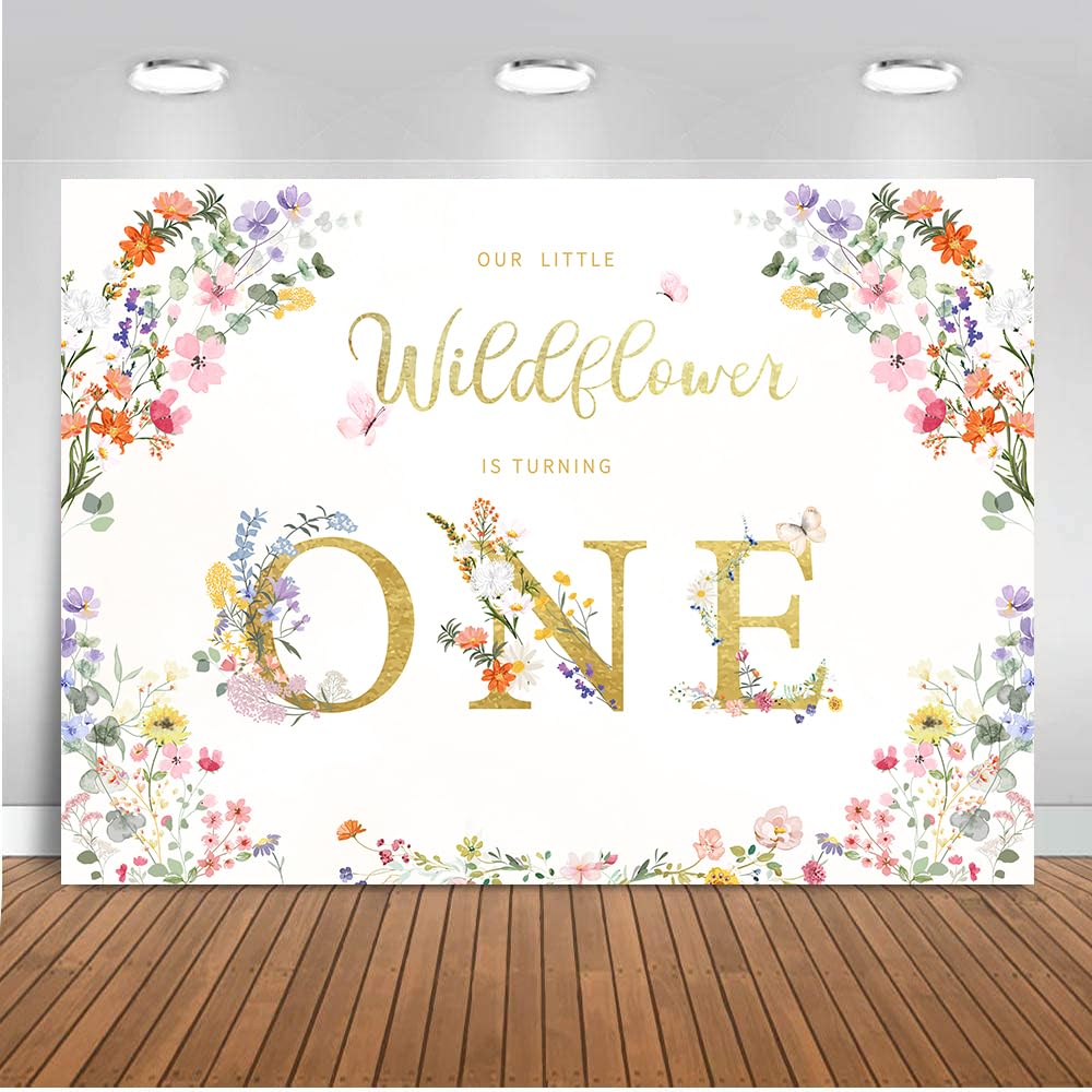 ANSHUHAI Wildflower Birthday Decorations Our Little Wildflower is Turning One Birthday Backdrop Wildflower 1st Birthday Backdrops She is a Wildflower