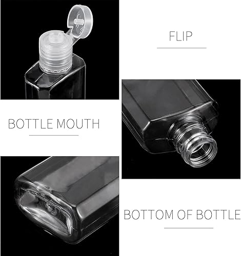 Miniatura 3 de 100 botellas de viaje transparentes de 1 oz, botellas de plástico portátiles recargables de 1.0 fl oz con tapa abatible para viajes, campamento al