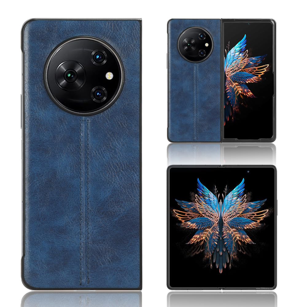EasyShow Case for Tecno Phantom V Fold Case Ultra-thin Dermatoglyph phone case, Tecno Phantom V Fold PU+PC+TPU phone case, Cover for Tecno Phantom V Fold-Blue