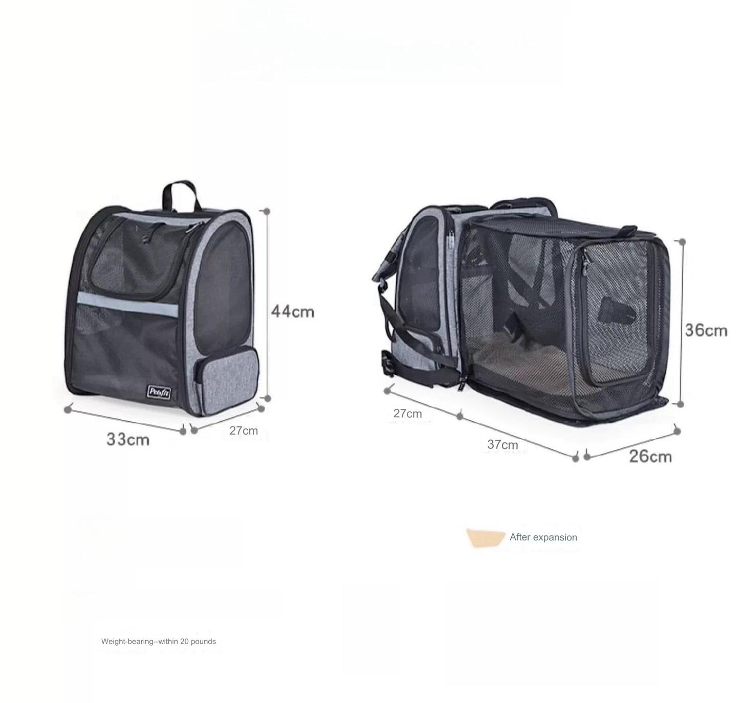 Pet Bag Backpack, Dog Bag Backpack, Expandable with Breathable Mesh for Small Dogs, Cats and Puppies, Pet Backpack Bag for Hiking, Camping and Outdoor(Black Green)