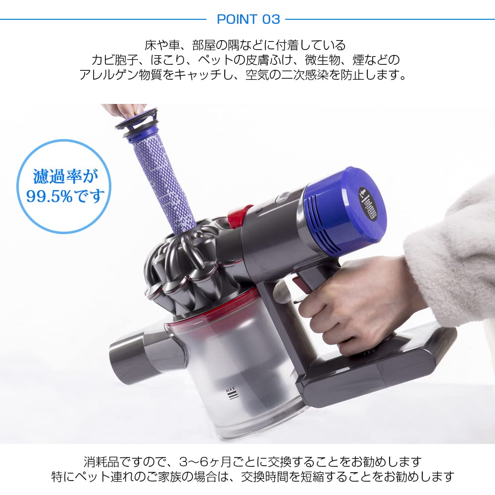 Amazon.co.jp: 八番屋 ダイソン 掃除機 フィルター 3点セット V7 V8