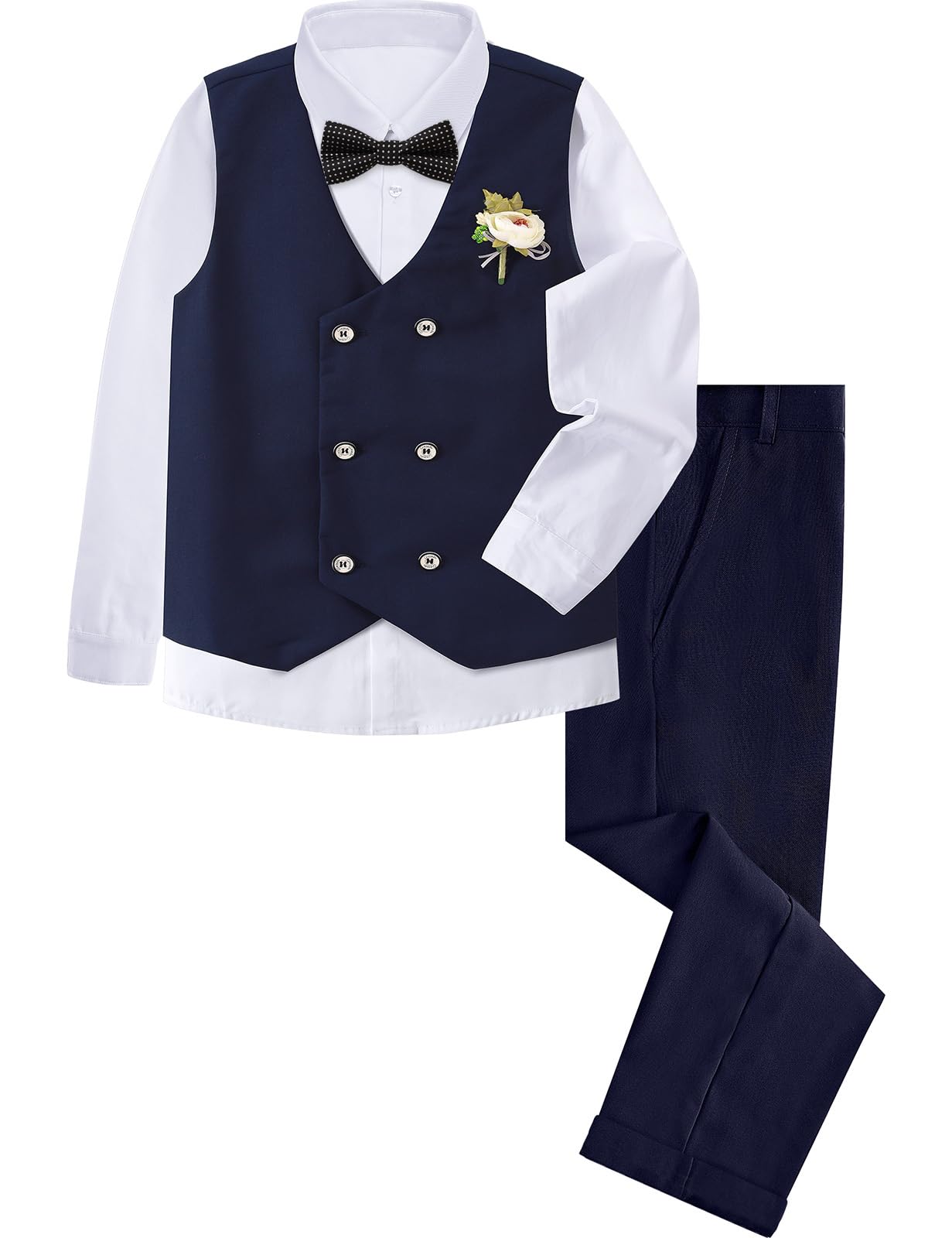 Mintgreen Jungen Anzug-Set Kinder Hochzeitsweste Hemd Hose Fliege 122-164