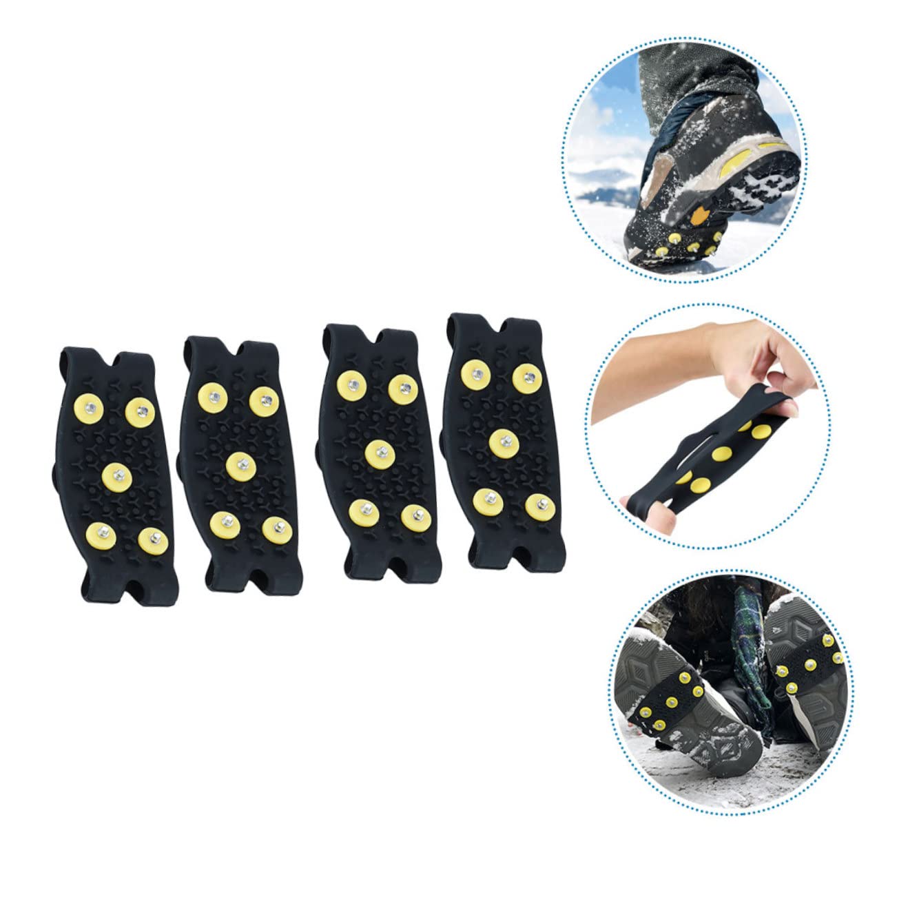 2 Pares Crampones Antideslizantes para Zapatos de Montaña con Puntas TPE Cubrecalzado Exterior Resistente Tracción Segura para Senderismo y Deportes de Invierno