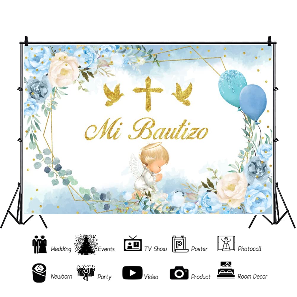 Sfondo Fotografico Prima Comunione 2.2x1.5m - Vinile, Decorazione Battesimo, Con Design 'Dio Benedice' - Foto 6