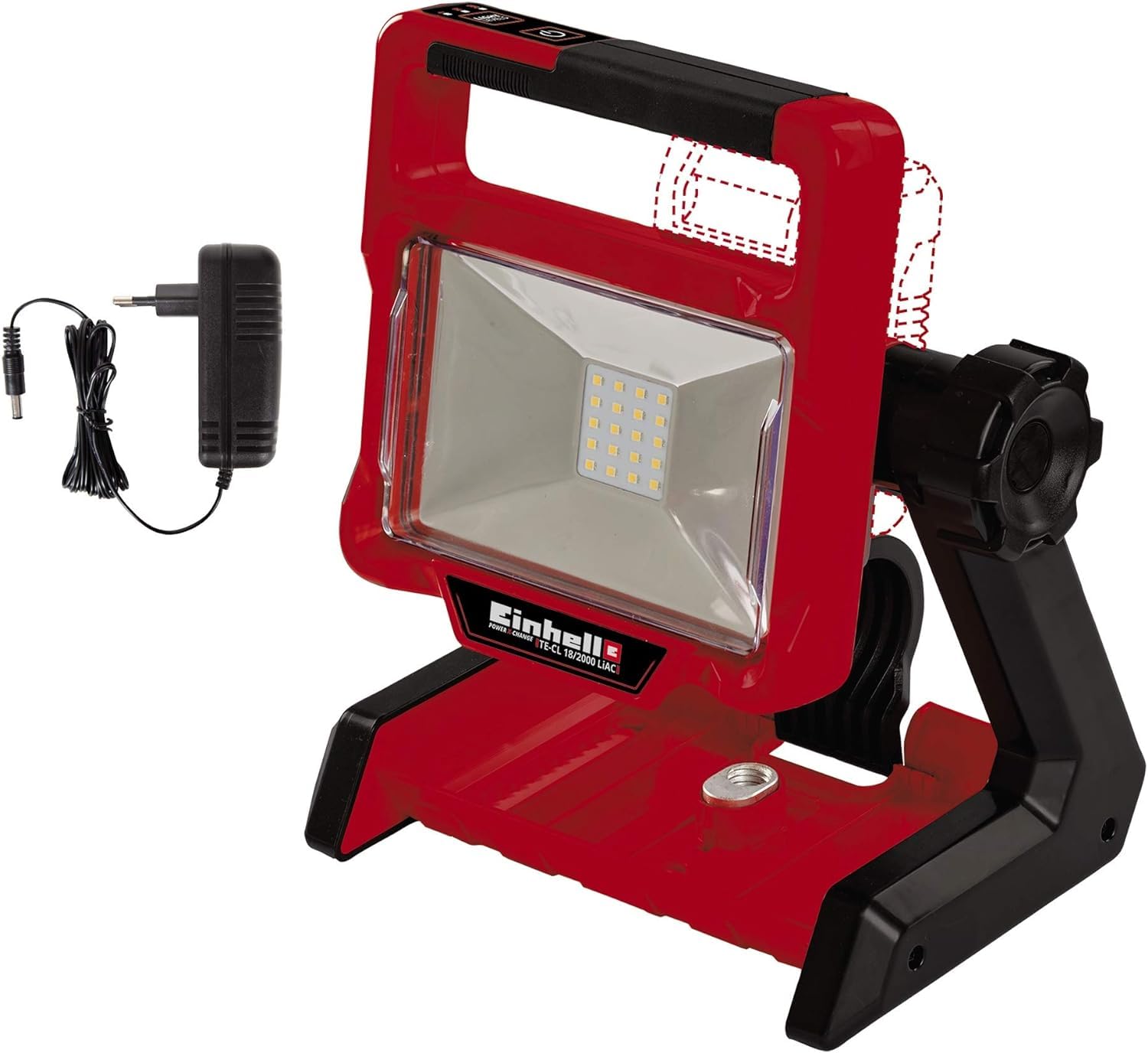 Einhell TE-CL 18/2000 Power X-Change 18V Hybrid Cordless Light | Mains/Battery Powered Site, Workshop Or Garden Torch, Dimmable, 2000 lm Max | Solo Lamp - Battery and Charger Not Included