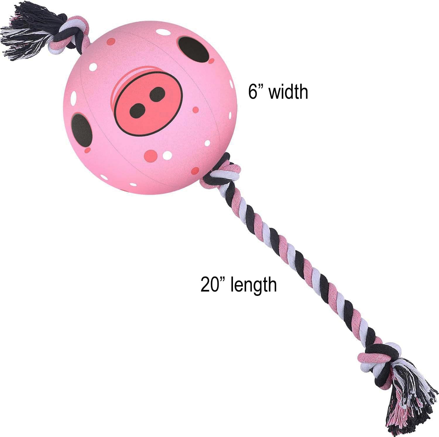 Piggy Poo and Crew Interactive Pig Ball & Tug Rope Combo Pack for Dogs Puppies Pigs Small Animals