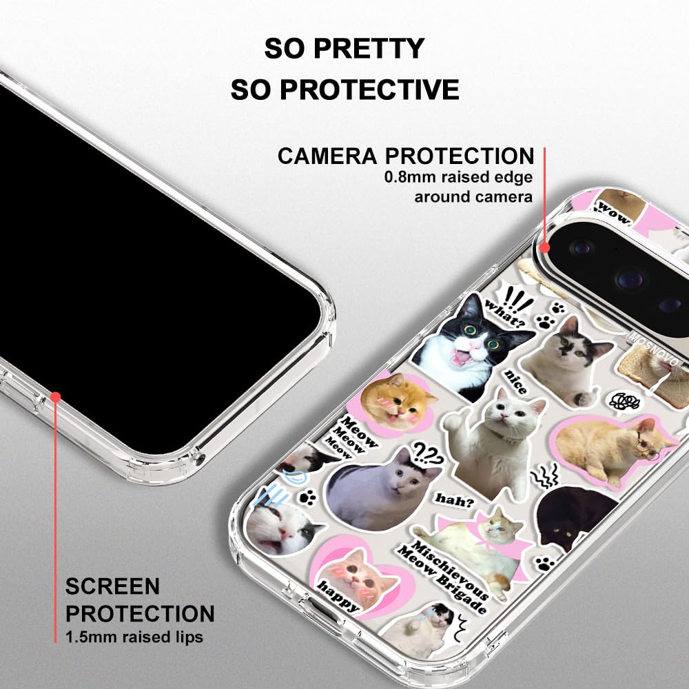 MOSNOVO Case for Google Pixel 10 & Pixel 10 Pro, [Buffertech 6.6ft Military-Grade Drop Protection] [Anti Peel Off Tech] Clear TPU Bumper Phone Case Cover Design - Cute Cherry — view 355
