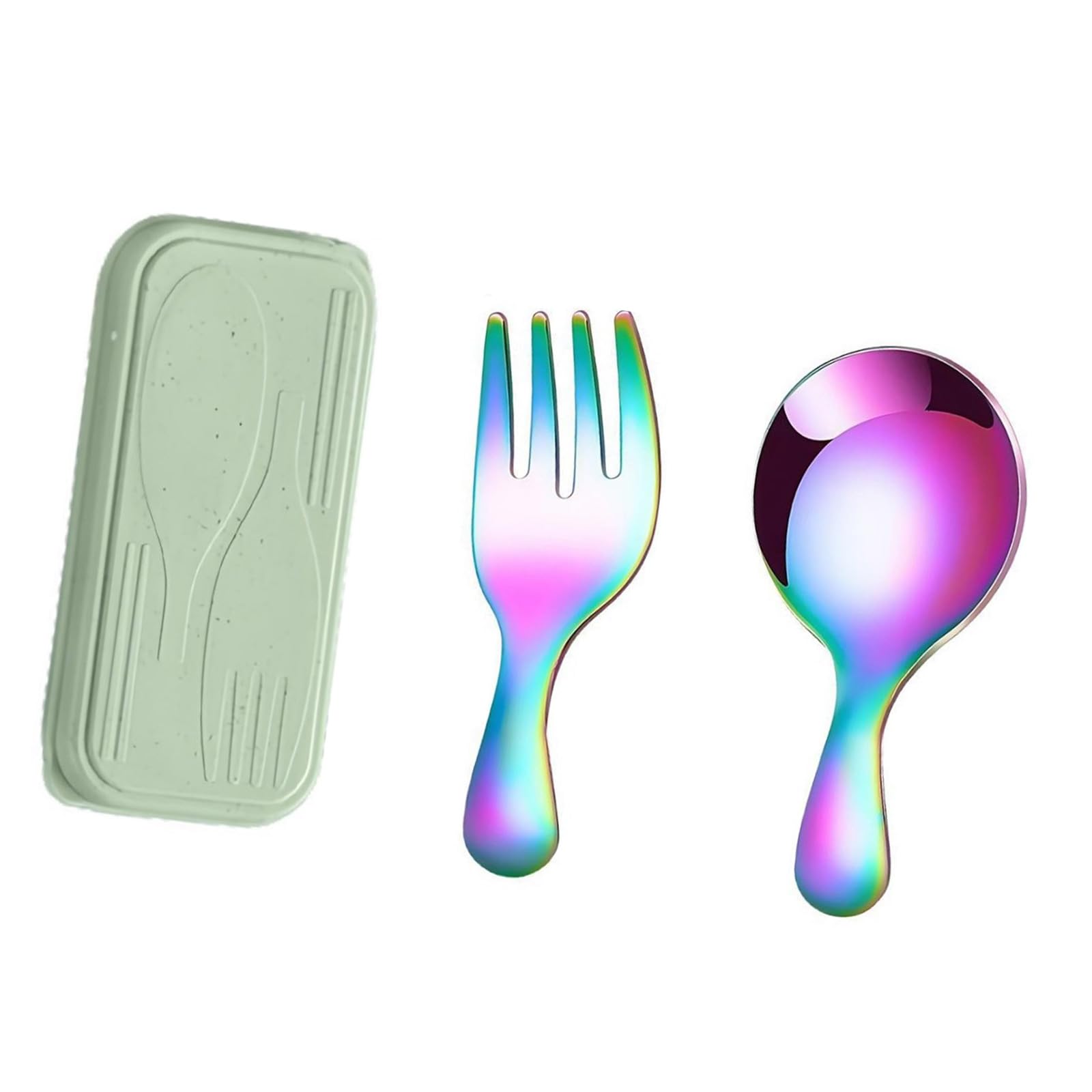 Belowsyaler Colorful Stainless Steel Spoon Fork Set, Portable Lunch Utensils With Case For School, Camping, Travel And Meals Miniature Flatware