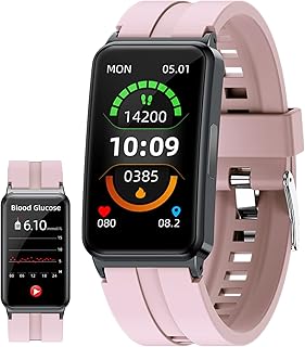 Blood Glucose Monitoring Watch, Non Invasive Blood Glucose Smart Watch, Fitness Tracker with Blood Pressure, Blood Oxygen, Heart Rate, Sleep All Day Monitoring for Men Women Smartwatch (Color : Pink