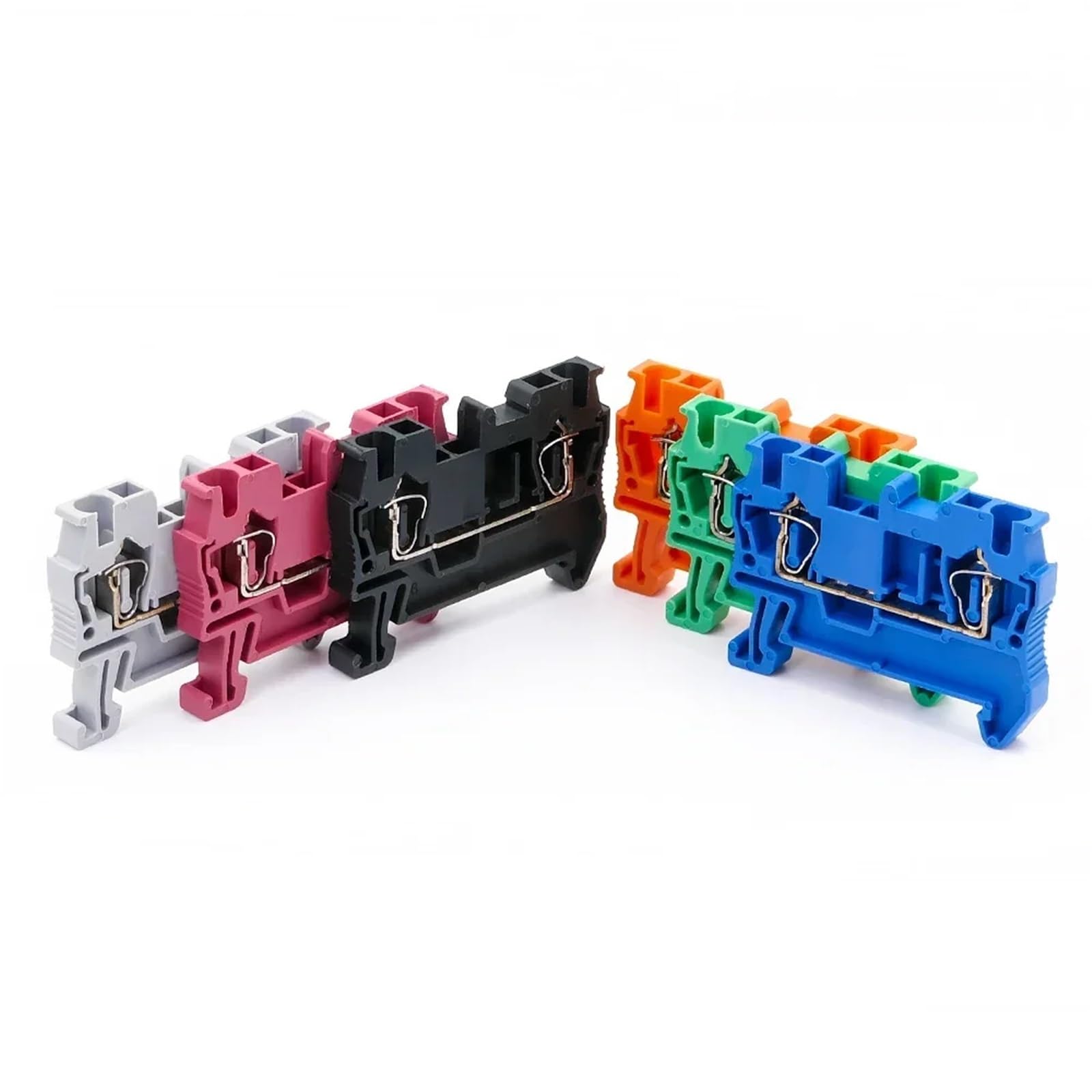 Morsettiera a molla for guida DIN da 100 pezzi ST-2.5 Connettore a molla con collegamento a trazione, filo di rame senza viti, conduttore ST2.5(Blue)