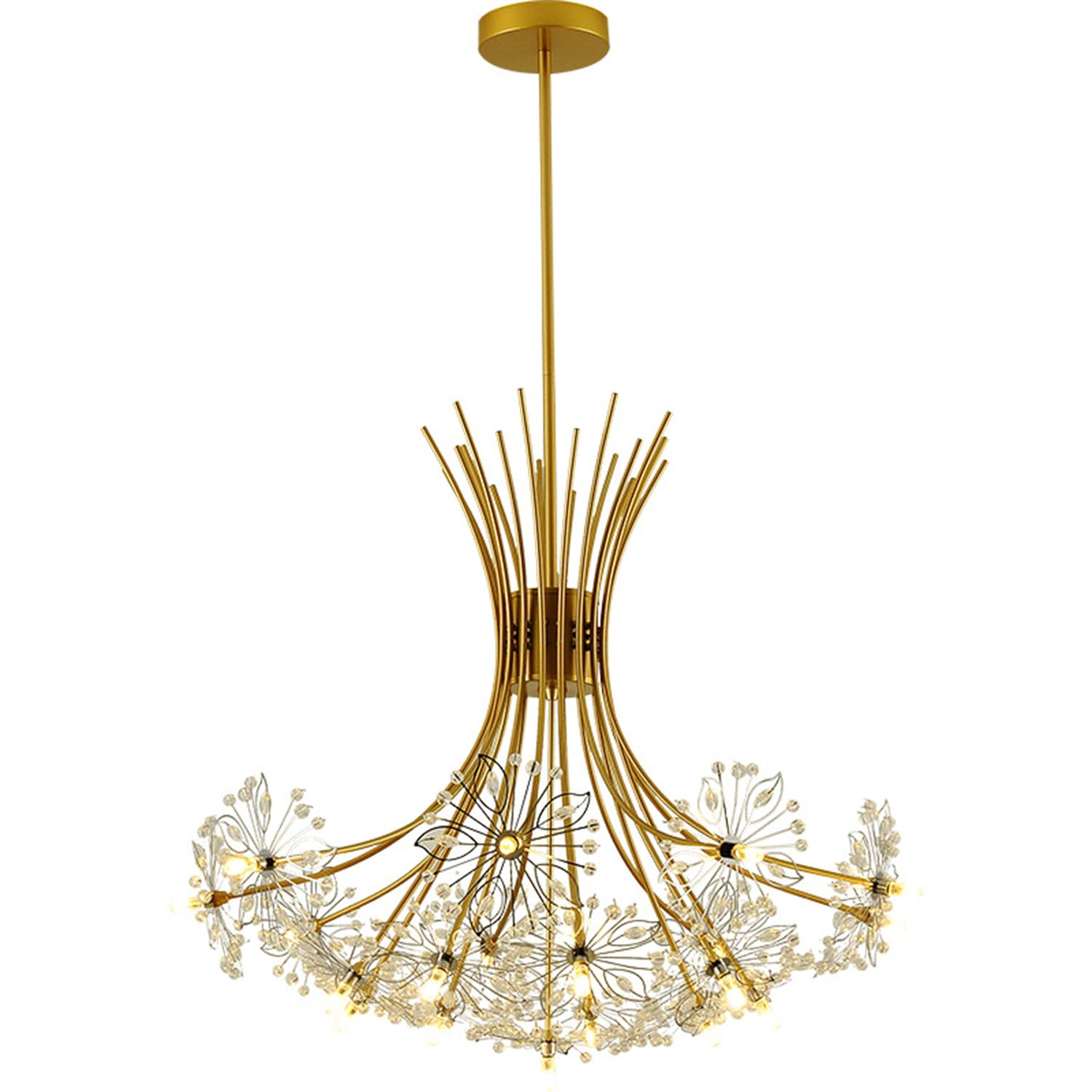 KXEcoLife Modern Firework Crystal Chandeliers, Sputnik Dandelion Chandelier Light Fixture Pendant Lighting for Dining Room, Living Bedroom, Kitchen, Restaurant,19Lights