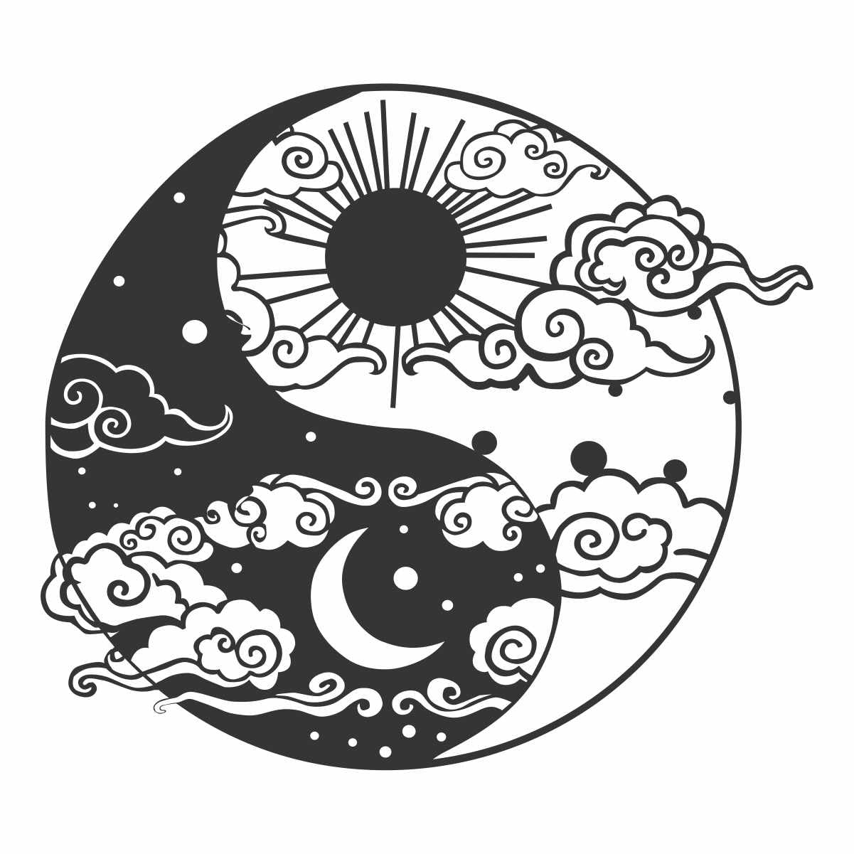 Yin Yang MDF Sheet Wall Art | Modern Home Dcor | Elegant Black & White Design | Lightweight and Easy to Hang | Ideal for Living Room, Bedroom, Office-image-49