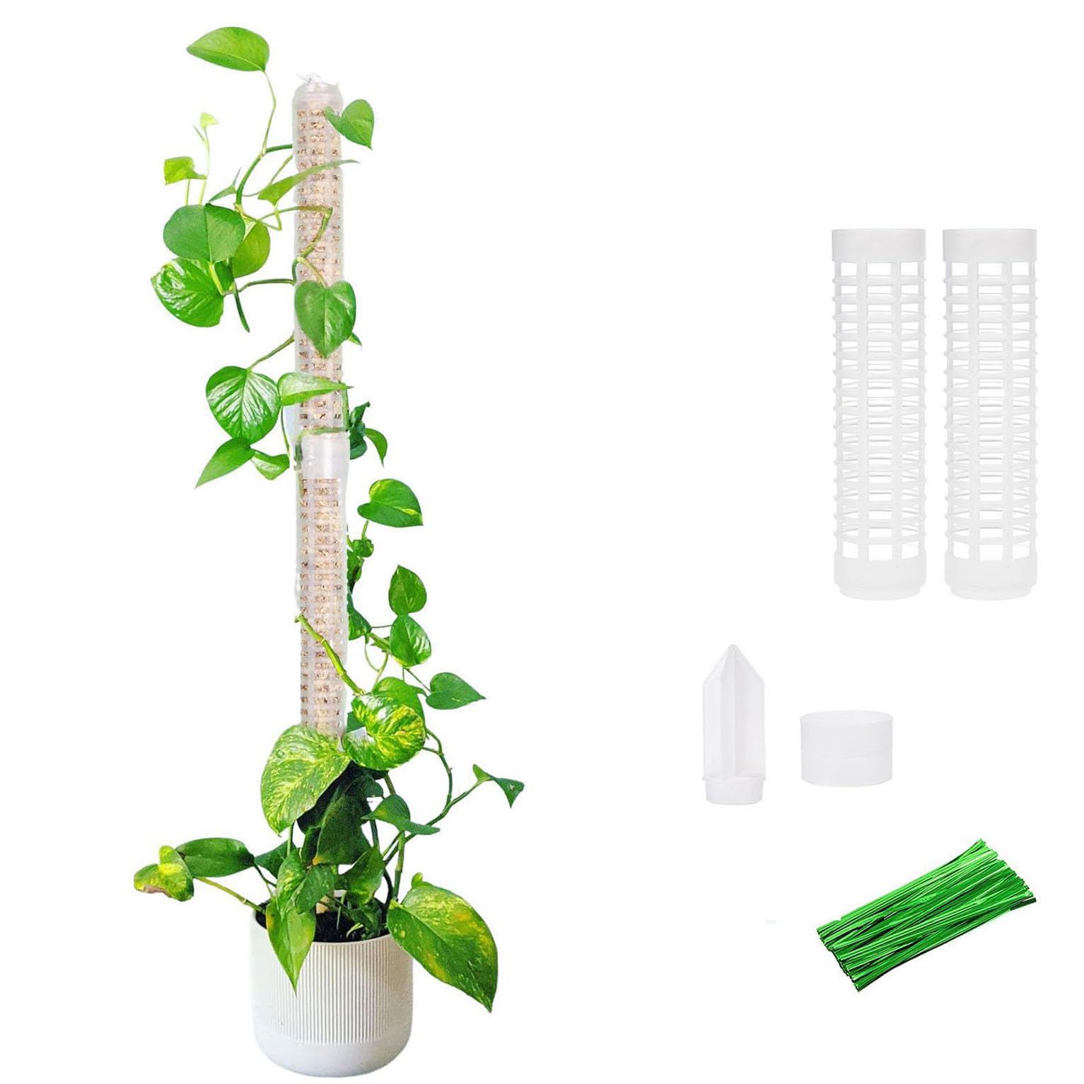 YANGWEN 2Pcs Stackable Moss Poles for Climbing Plants, 17CM Plastic Plant Support Stakes,Reusable Plant Support Sticks for Climbing Plants Indoor Support Extension, Train Plants to Grow Upwards