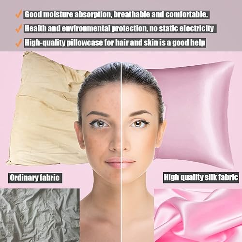 Miniatura 2 de Funda de almohada de seda para mujer, funda de almohada de seda para cabello y piel, fundas de almohada de seda suaves y transpirables para dormir,