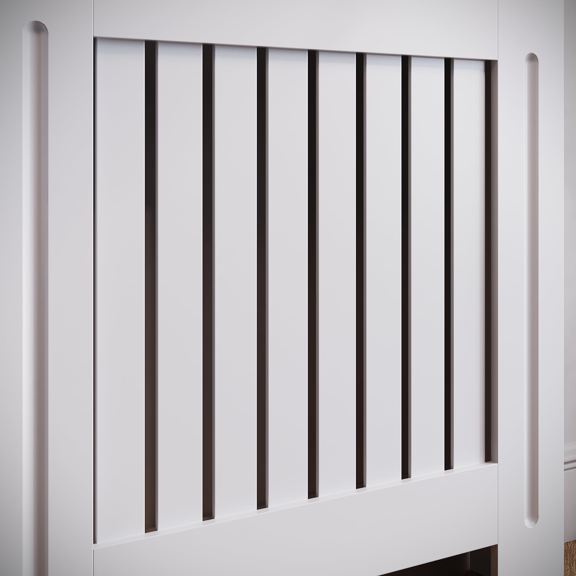 SIRHONA - Cubierta radiador, mamparo vertical, MDF lacado blanco, 78 x 19 x 81,5 cm, se puede colocar decoraciones, adecuadas para el salón, el dormitorio, el pasillo