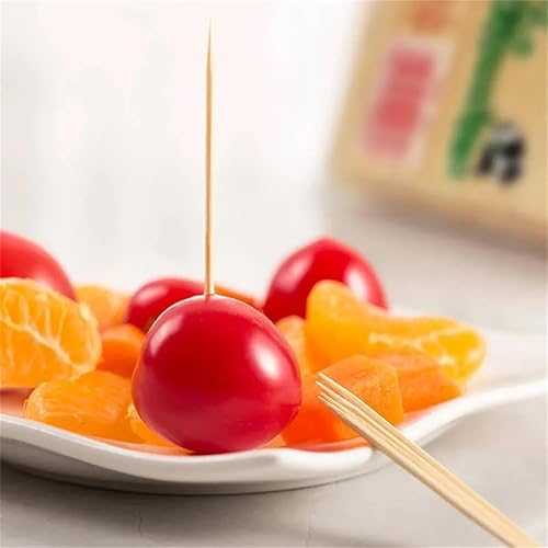 Miniatura 7 de 2500 unidades Palillos de dientes, palillos de madera de bambú, púas redondas de doble cara, palillos de cóctel, con caja de plástico para