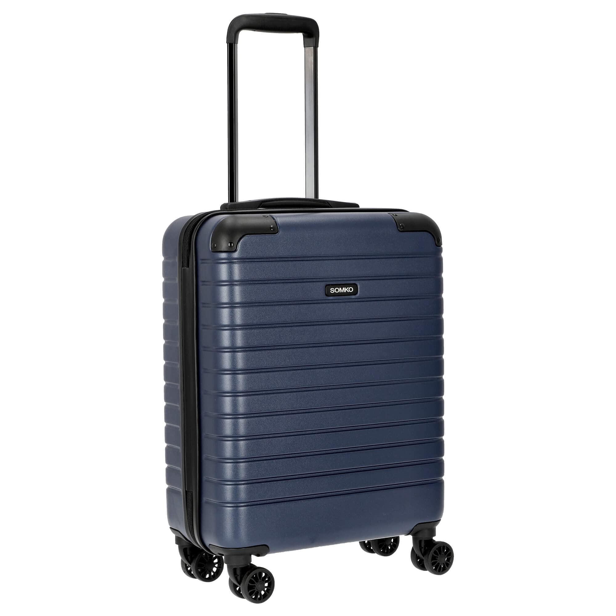 Line Valigia rigida Bagaglio a mano Trolley cabina 55cm Blu navy, 4 ruote doppie, lucchetto TSA, espandibile, polipropilene leggero | 37L
