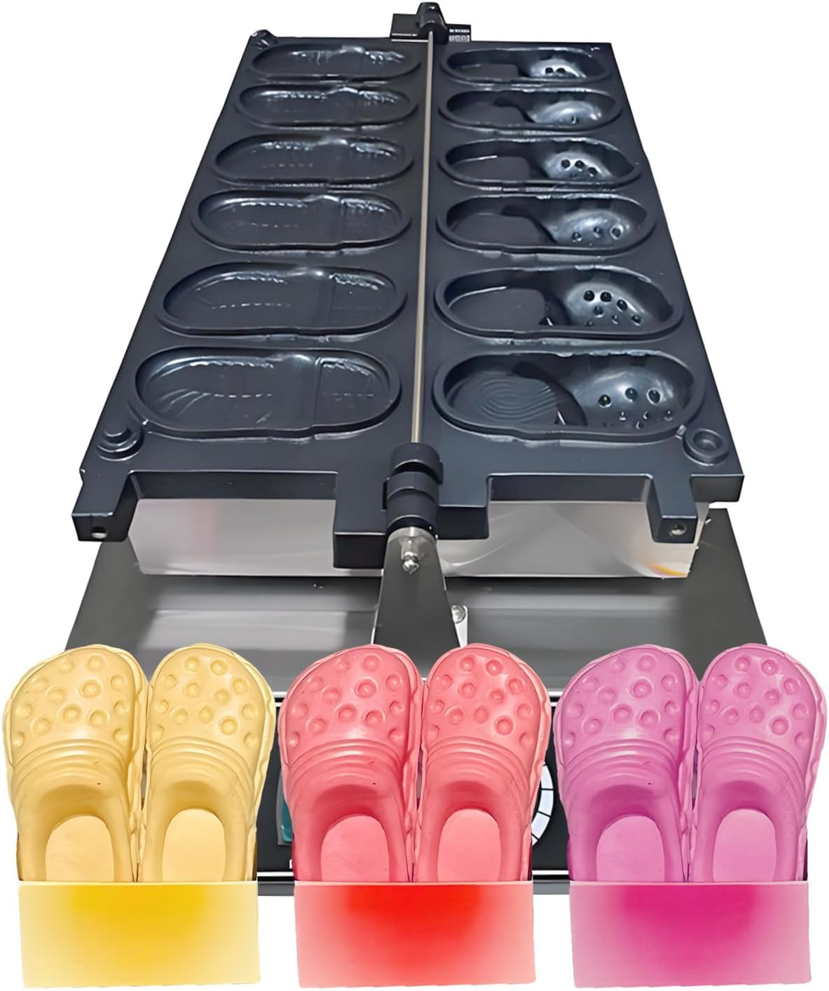Electric Commercial Special Shoe Shape Waffle Maker,Non-Stick Teflon Coating,6pcs Waffle,Temperature adjustable 50-300℃,110V-Use for Snack Food,Bakeries,Restaurant,milk tea shop