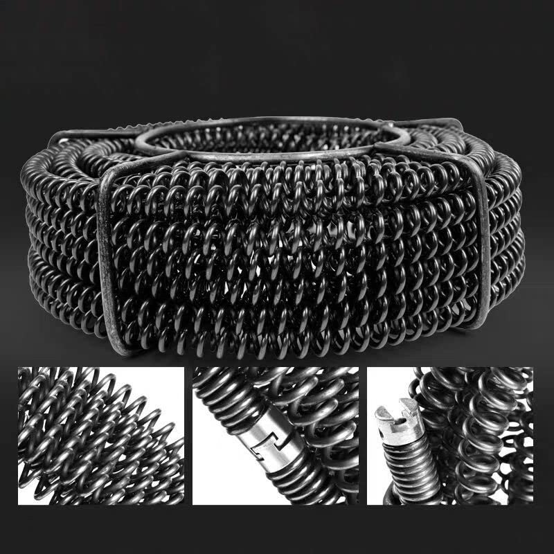 VChics Juego de muelles de extensión for draga de tubería de Drenaje doméstico de 14M de Longitud, Resorte de compresión for draga de alcantarillado con Conector for tubería de 10-100MM