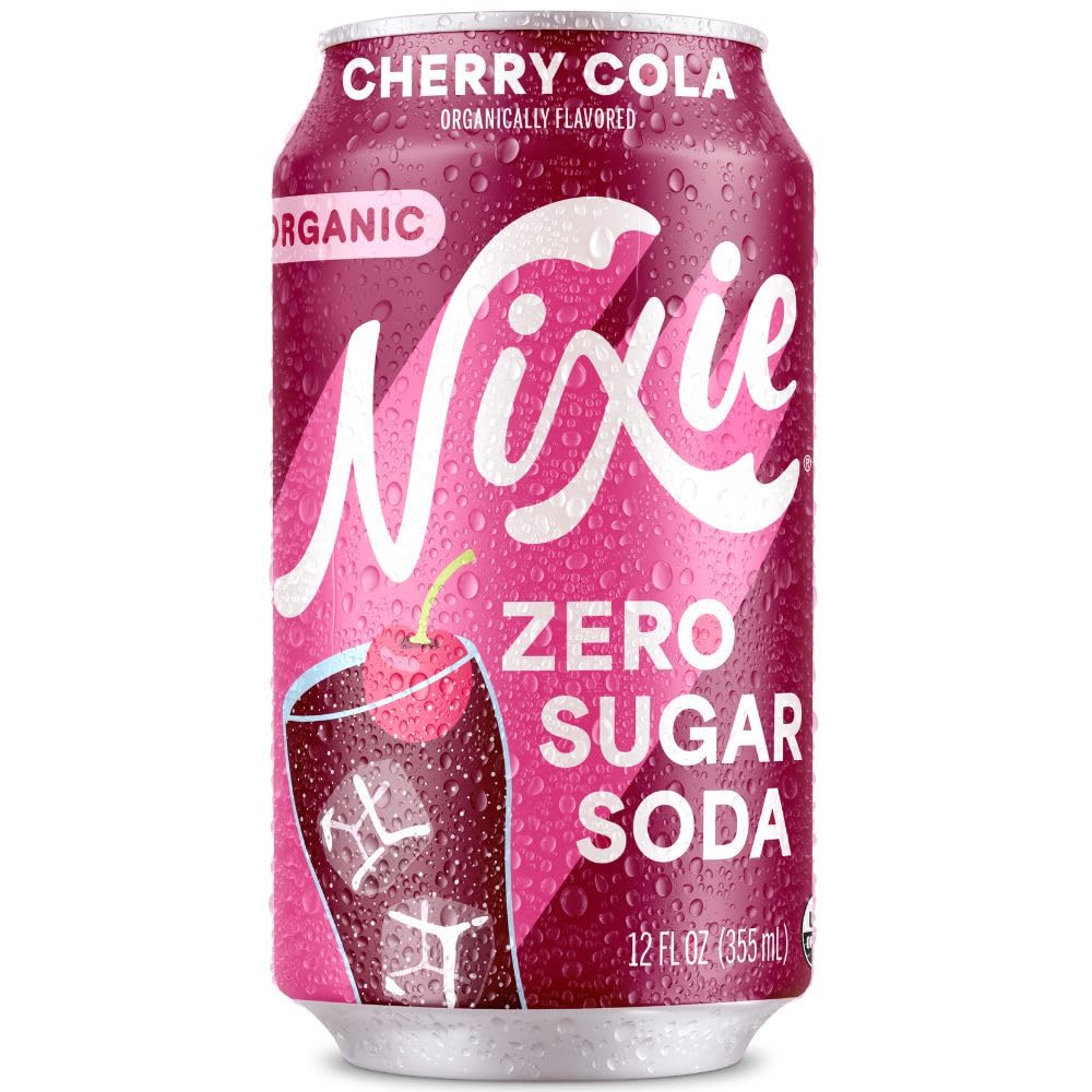 Nixie Organic Zero Sugar Soda, NEW Cherry Cola, Healthy Soda Pop