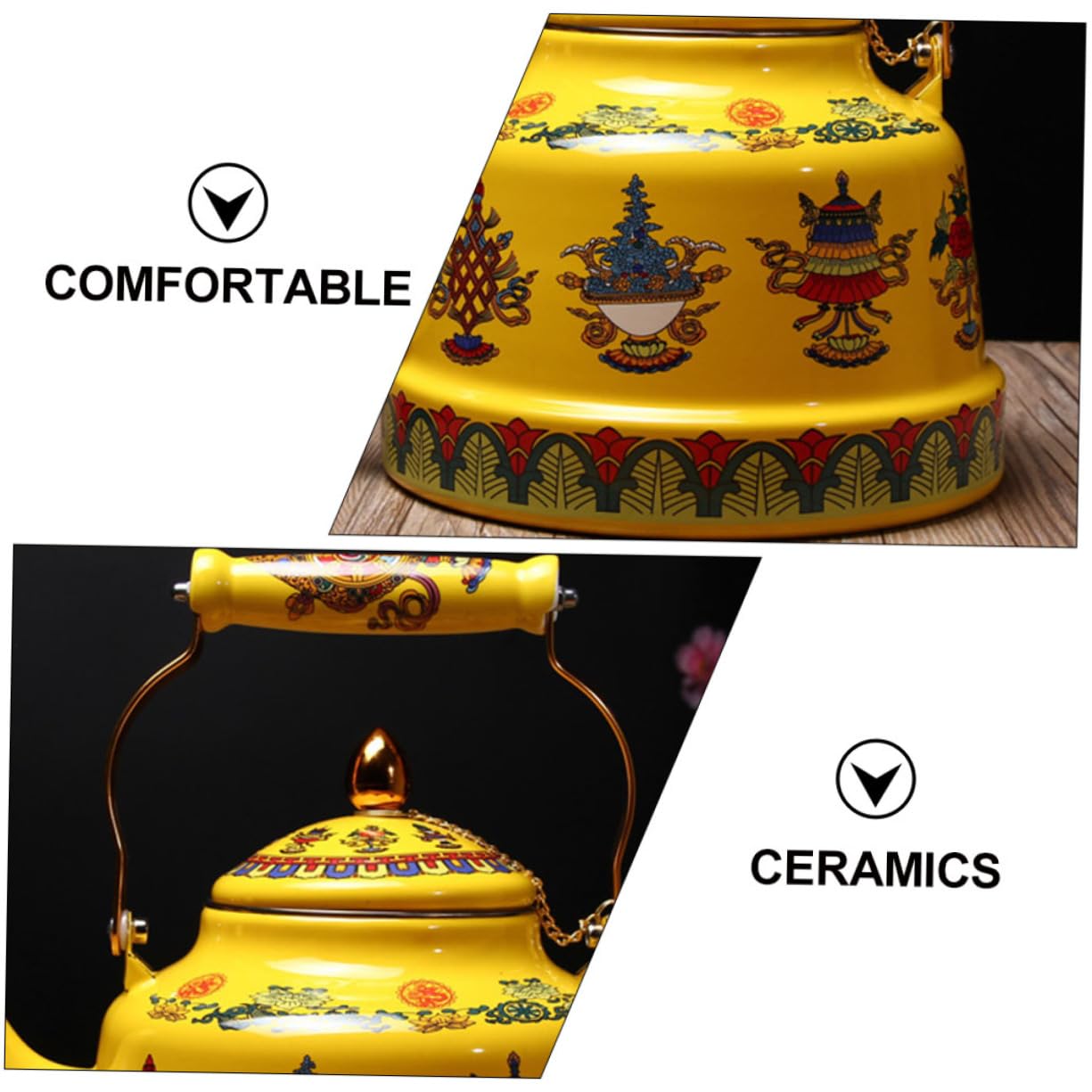 Cabilock Tetera Esmaltada para Uso Doméstico Protección contra Quemaduras, Estilo Artístico y Capacidad Adecuada para Aficionados al Té en Casa u Oficina