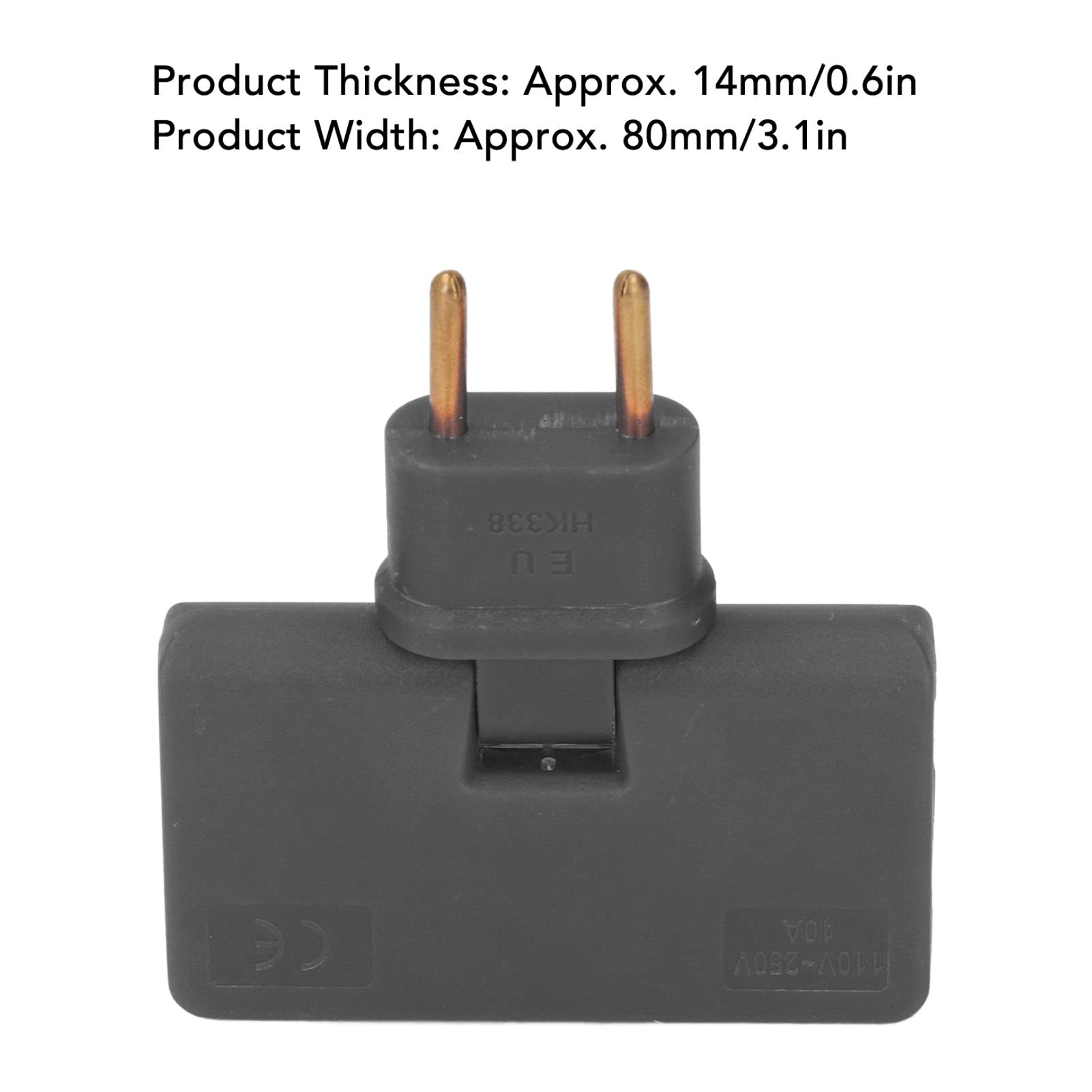 Convertisseur De Prise UE, 5 Pièces, Adaptateur De Prise Sans Fil, Extension à 180 Degrés 1 à 3, Adaptateur De Prise UE, Convertisseur De Puissance 110 à 250V(Noir